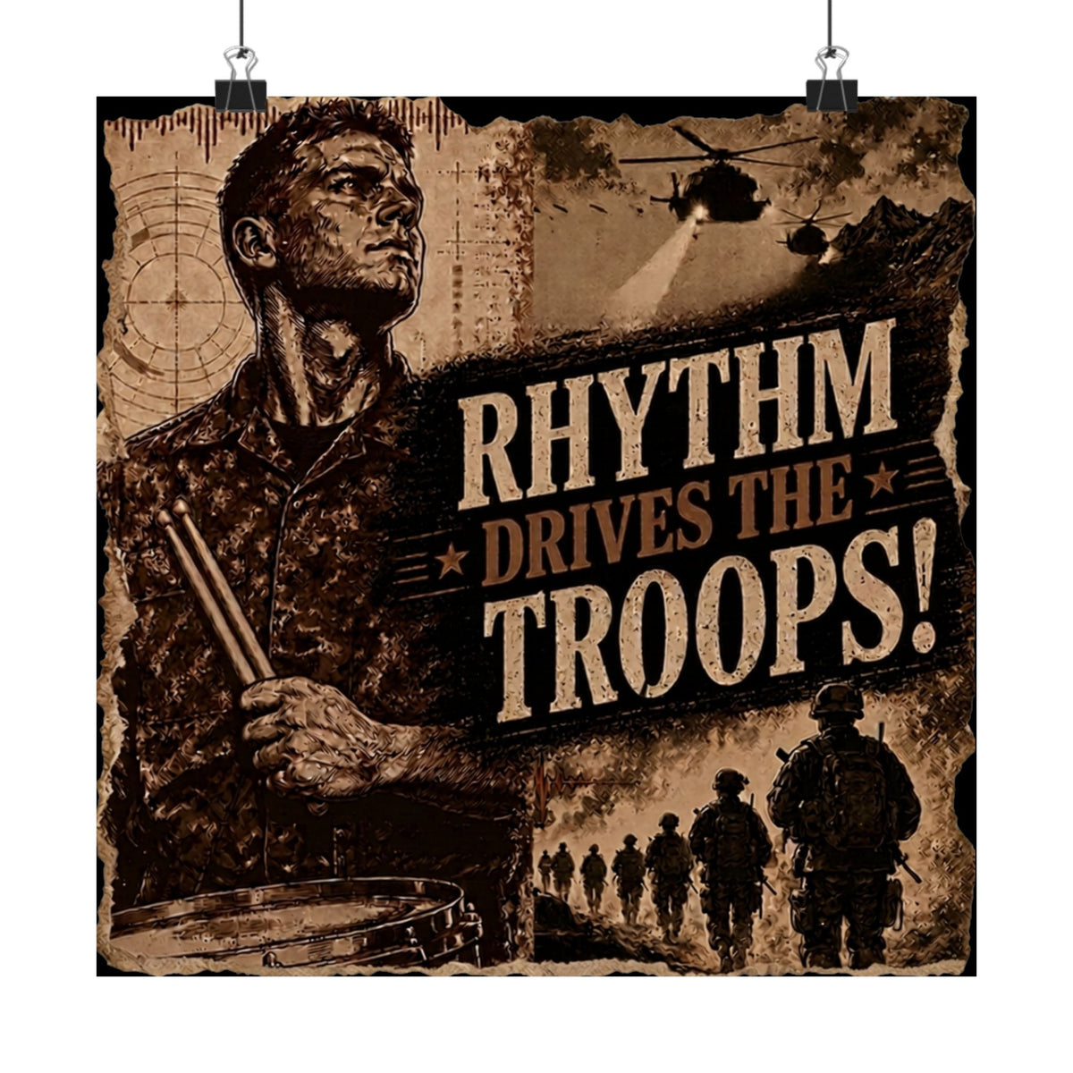 Rhythm drives the troops (sepia) - Poster