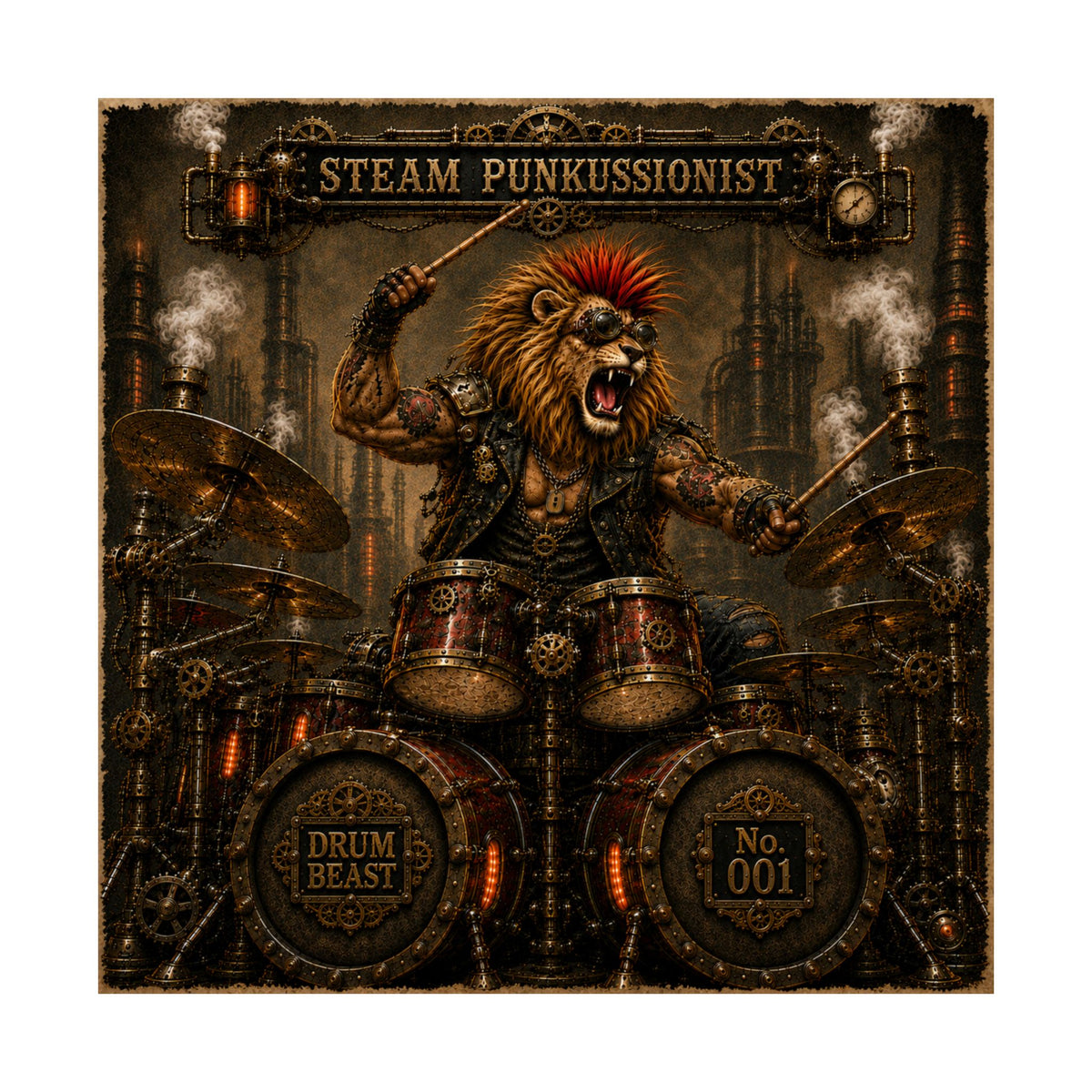 Steam Punkussionist (Lion) - Poster