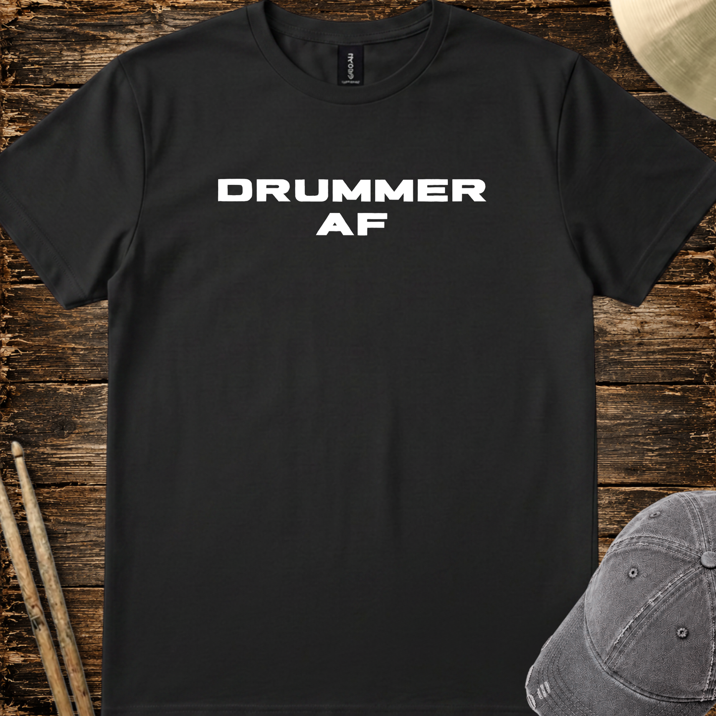 Drummer AF (solid font) - Quality Tee