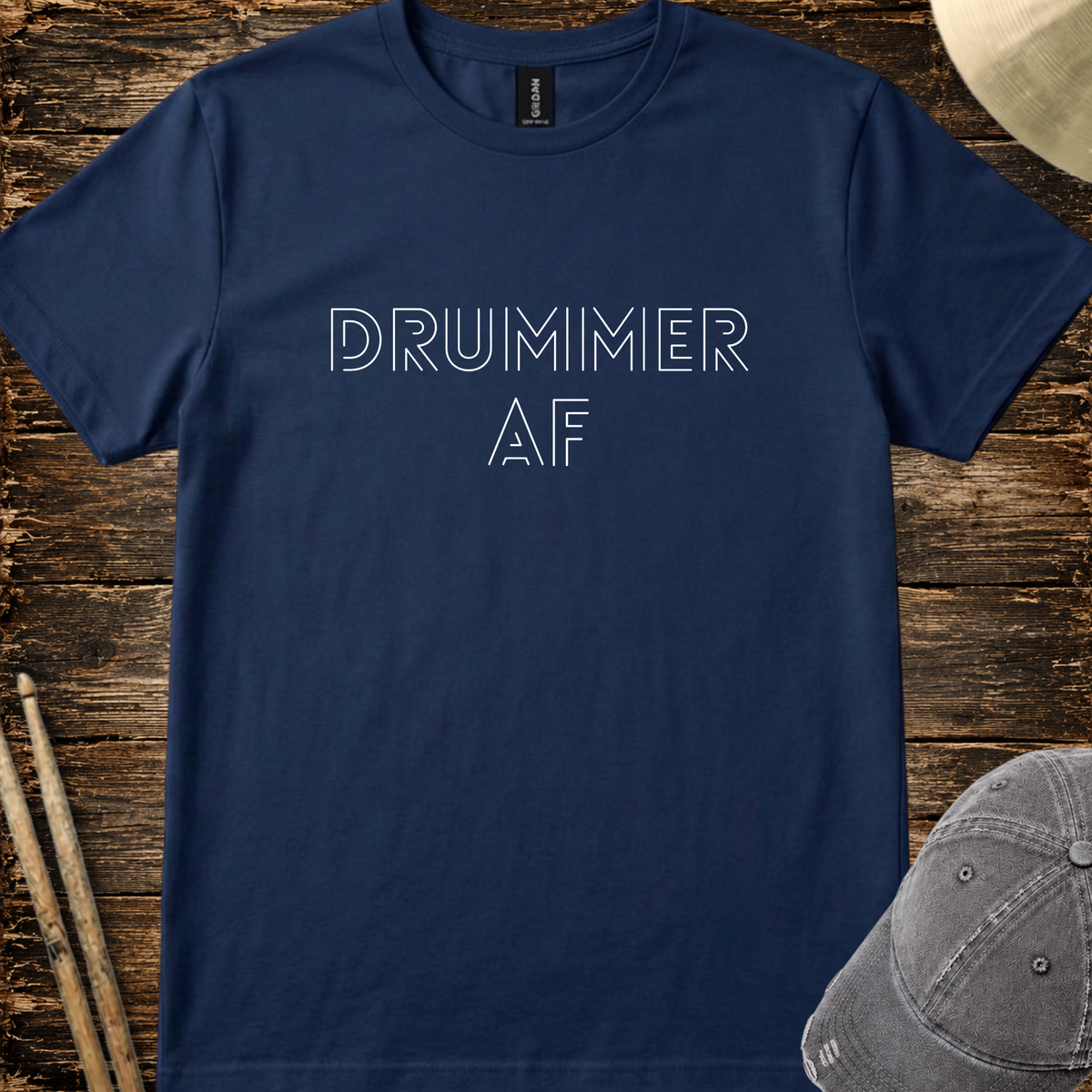 Drummer AF (outline font) - Quality Tee