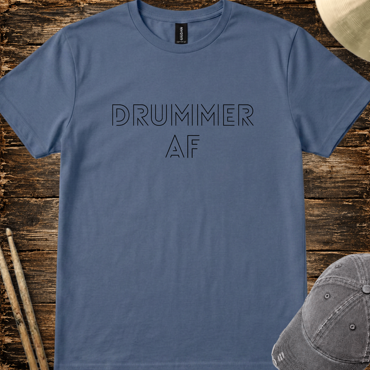 Drummer AF (outline font) - Quality Tee