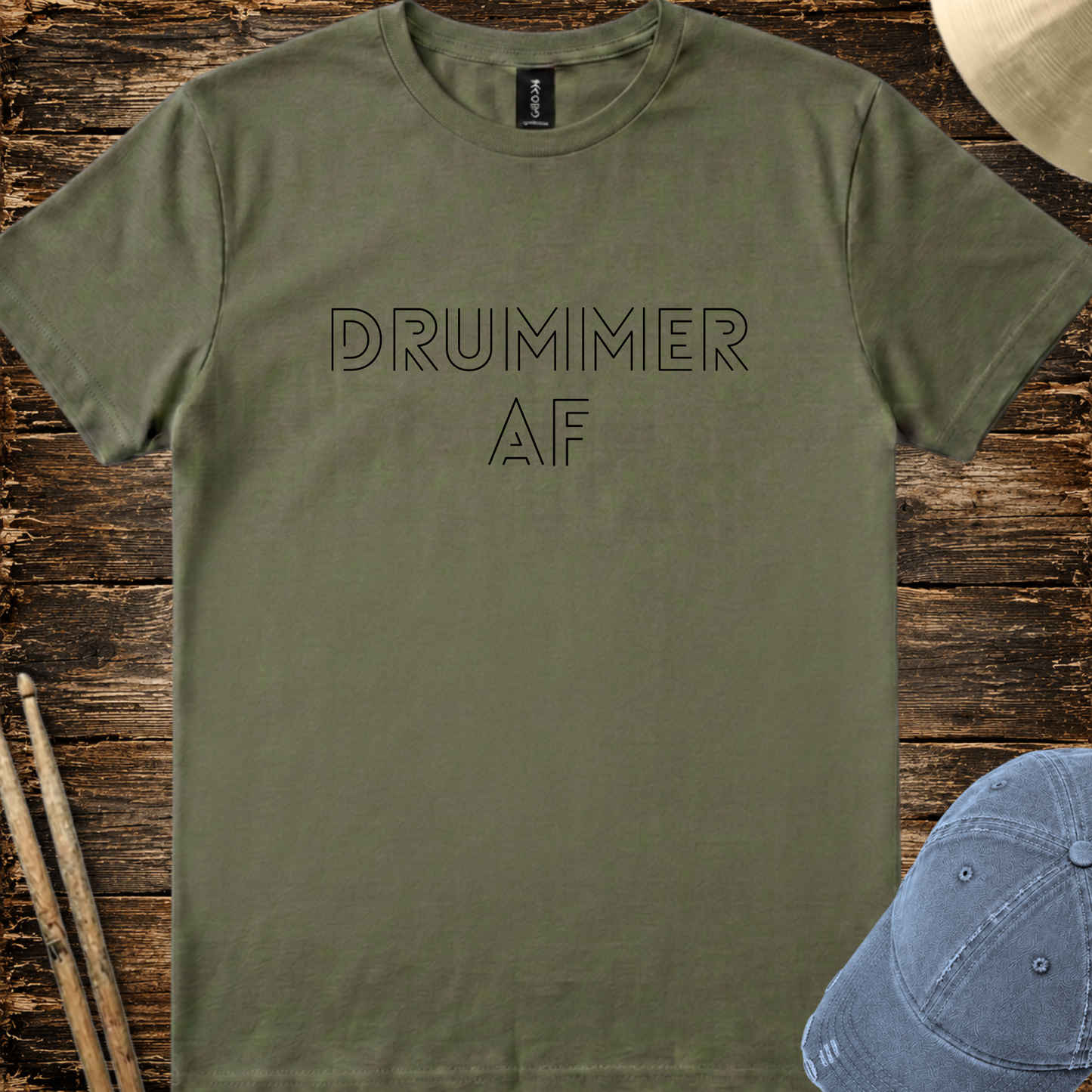 Drummer AF (outline font) - Quality Tee