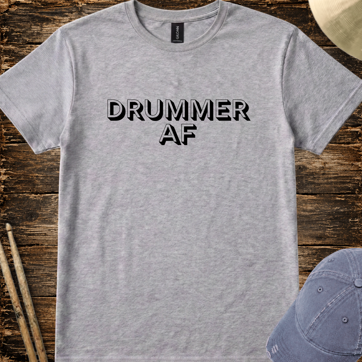 Drummer AF (shadow font) - Quality Tee