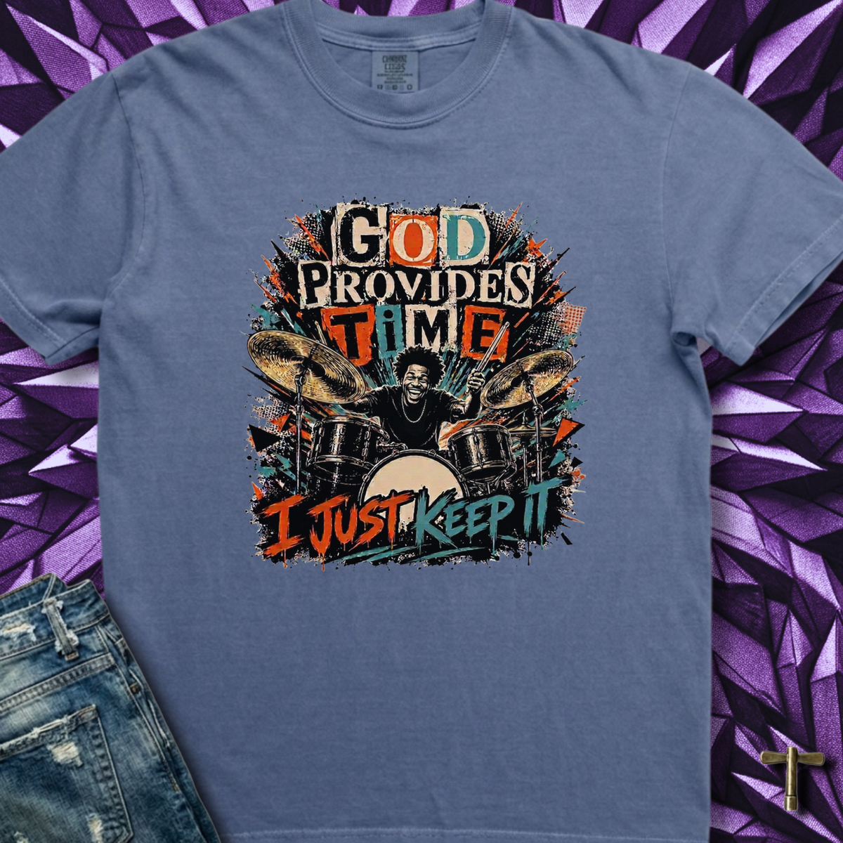 God provides time (orange/teal) - Premium Tee