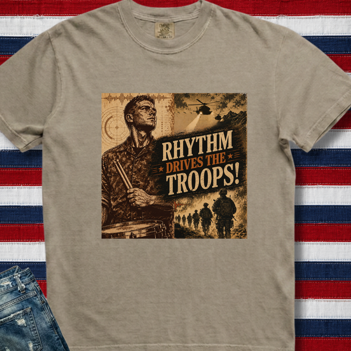 Rhythm drives troops (sepia) - Premium Tee