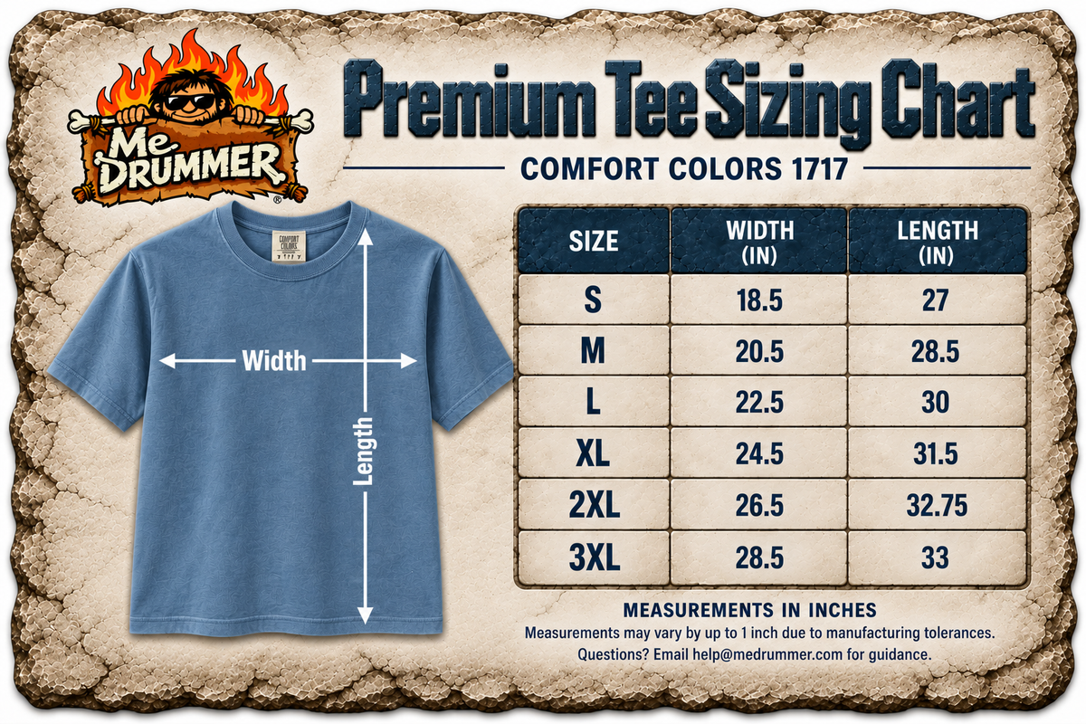 Mary nodded - Premium Tee Sizing Chart