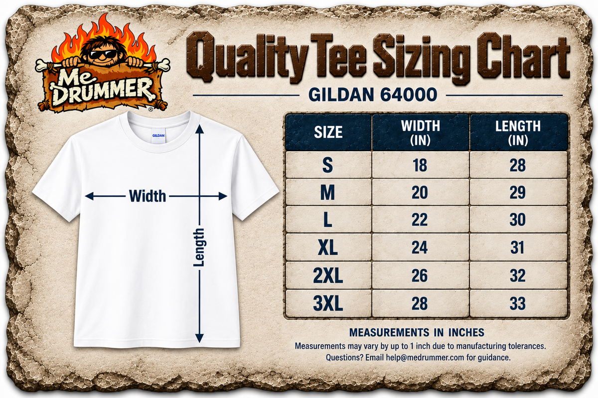 The more we chop - Quality Tee Sizing Chart